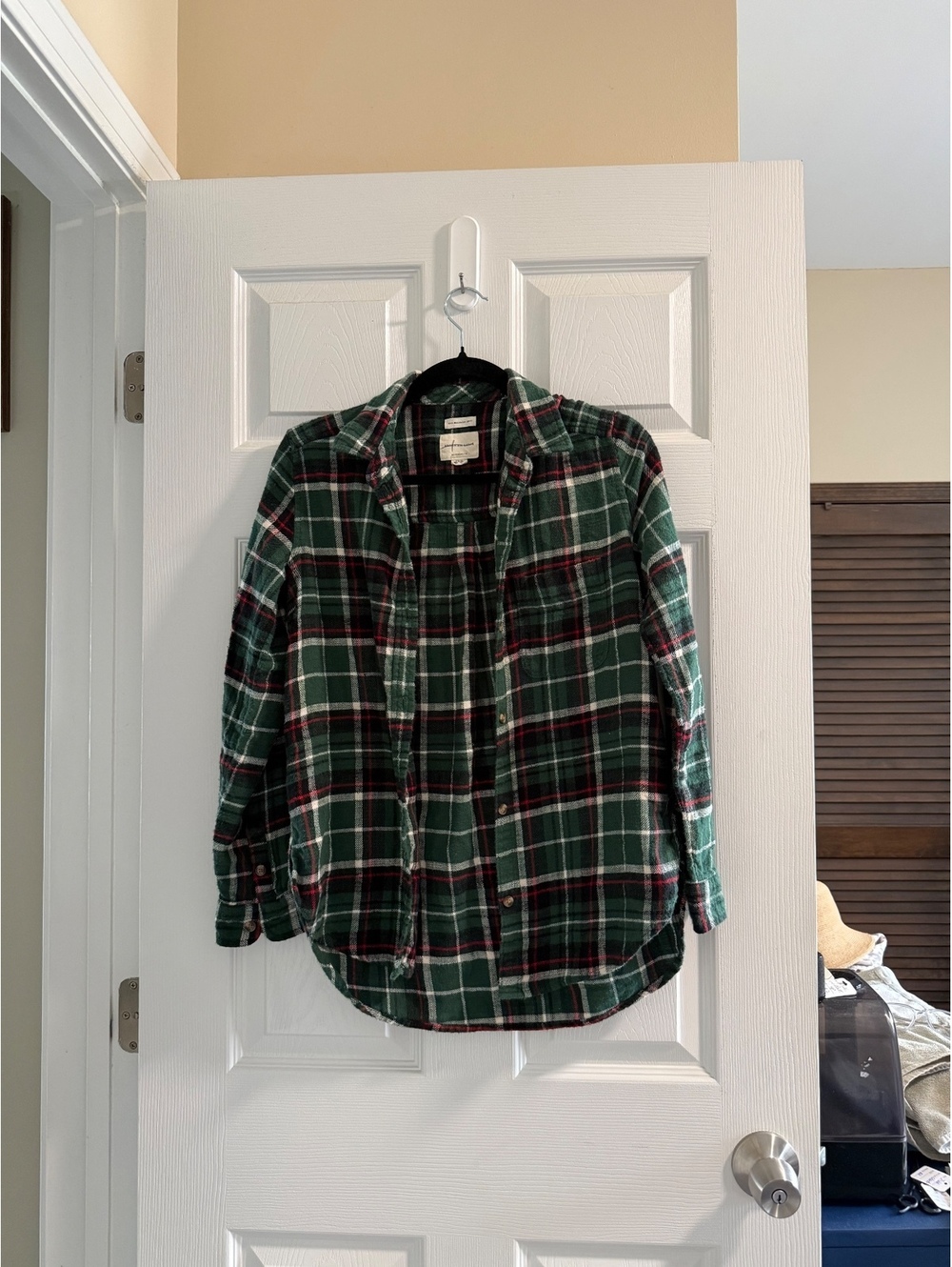 American Eagle Ahh-Mazingly Soft Boyfriend Fit Green Plaid Flannel Shirt XS